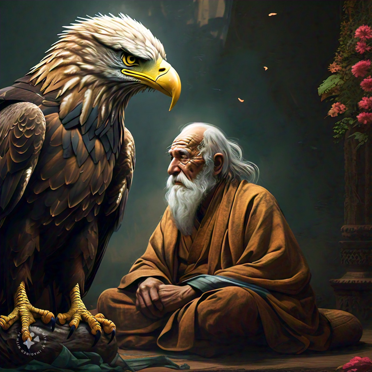 king_of_eagle_crying_infront_of_sage