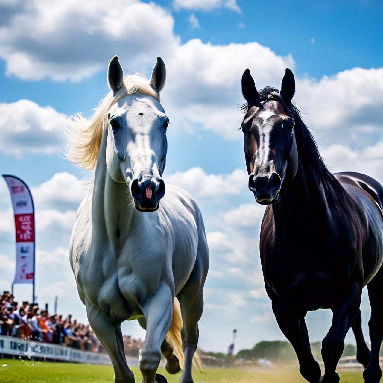 one_white_and_one_black_horse_participated