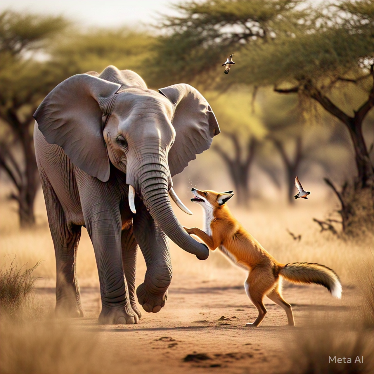 elephant_hitting_fox_with_his_trunk