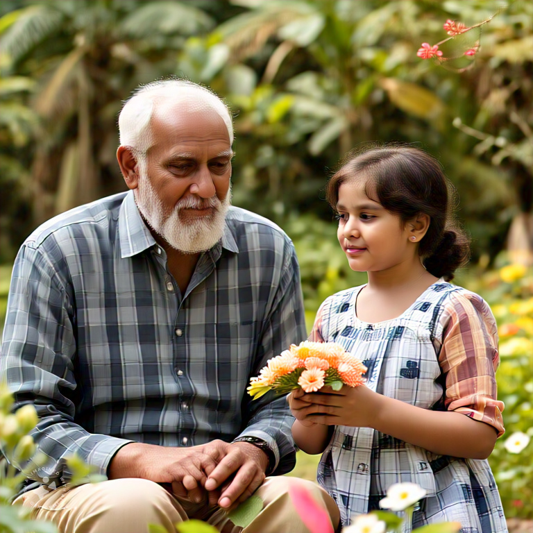 indian_grandfather_and_his_grandaughter_in_garden