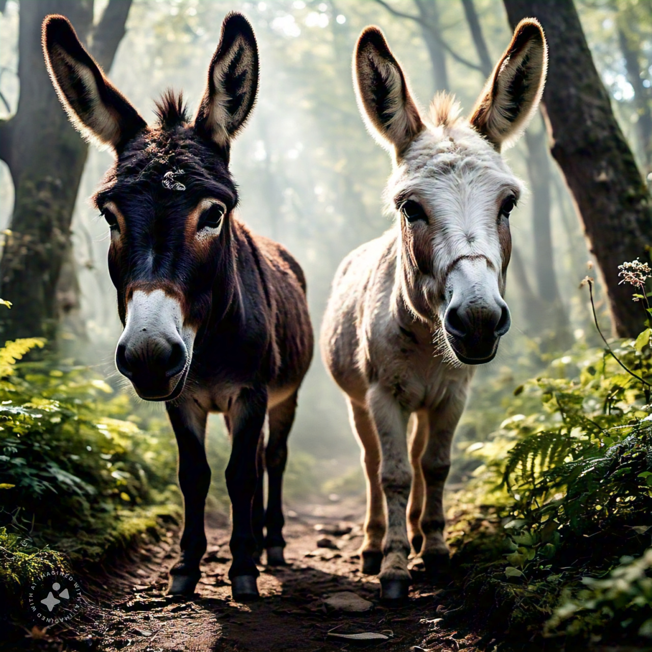 one_black_donkey_and_one_white_donkey