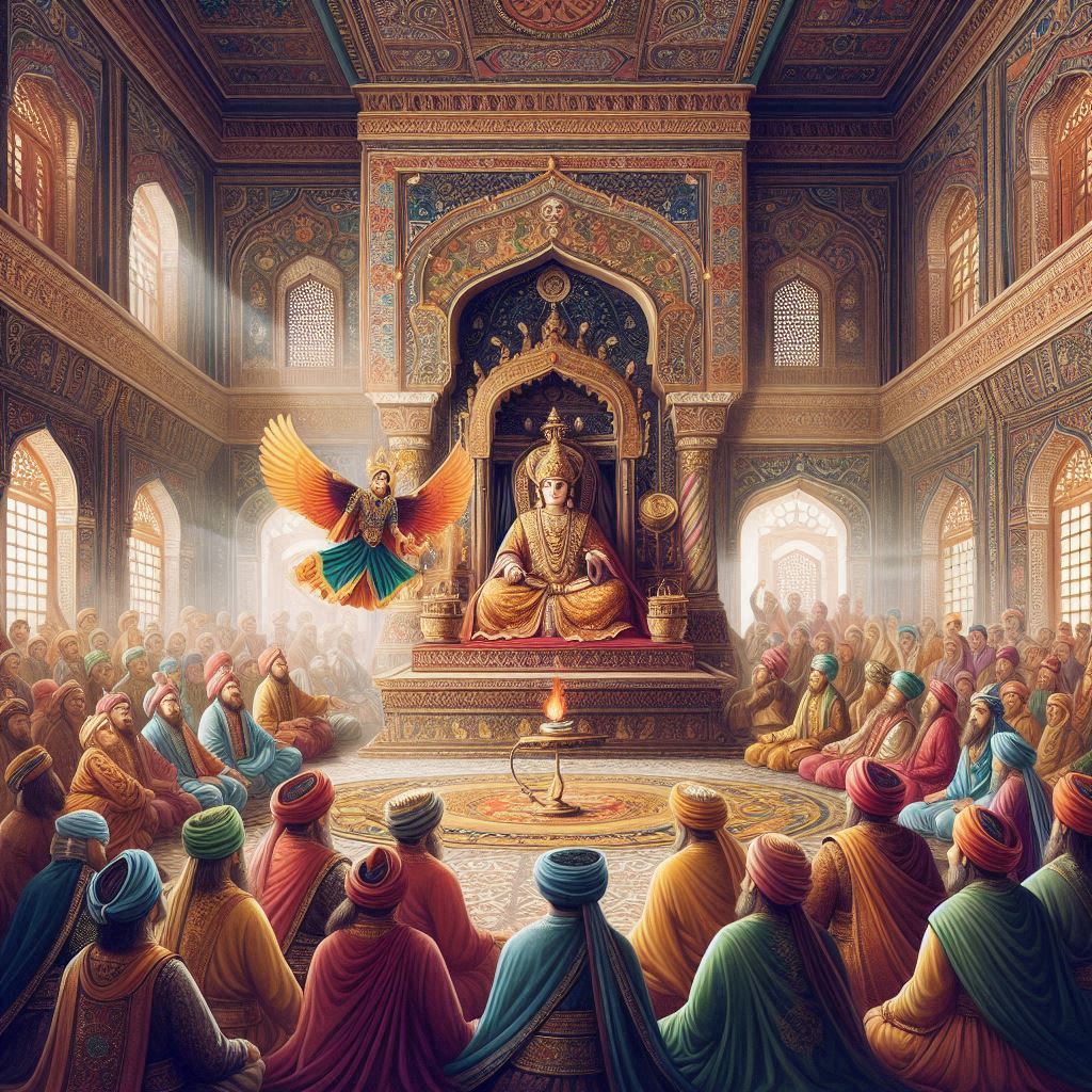Emperor Akbar with a magician in his court