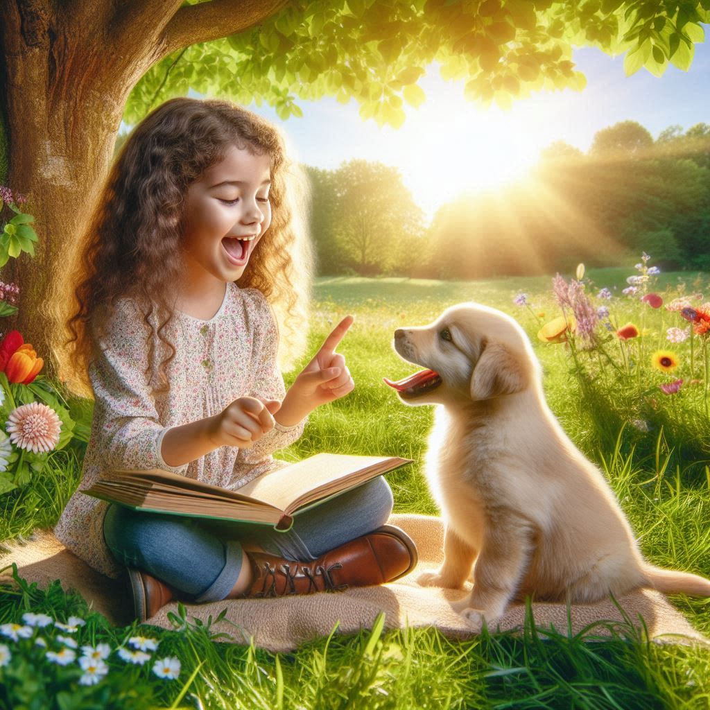 storytelling girl to pupy