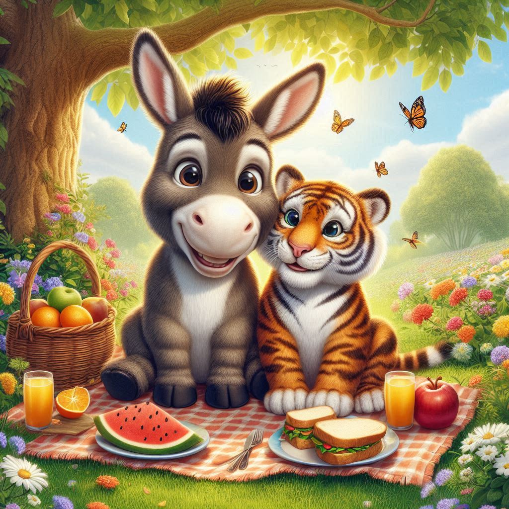 A donkey who became friends with a tiger