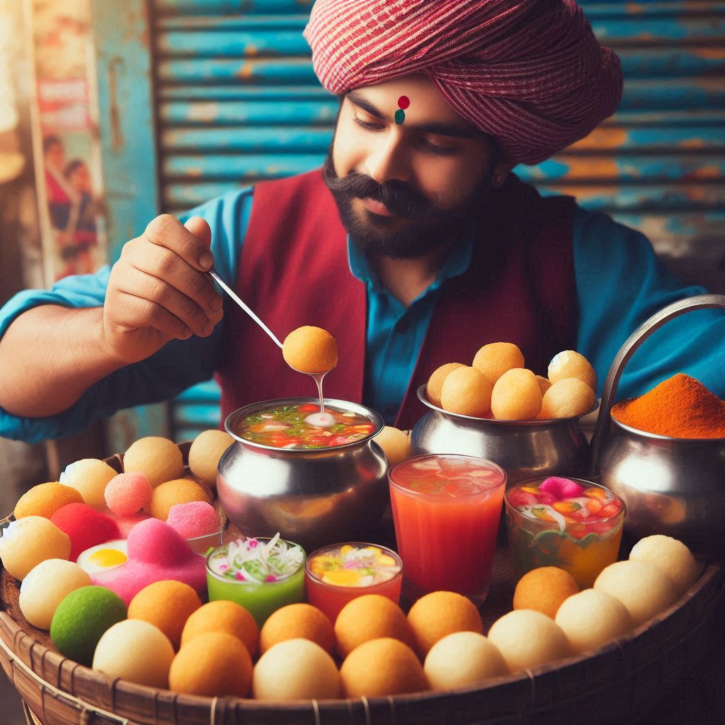 Indian vendor selling pani puri