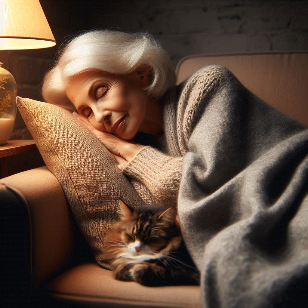 elderly woman in deep sleep