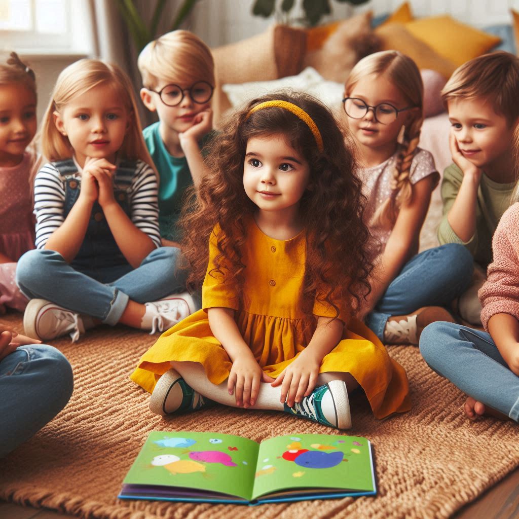 little girl who is not interested in a storybook