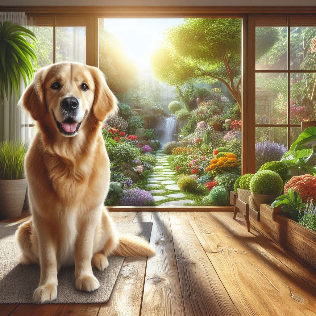 pet dog looking at small garden at gallery of home 1